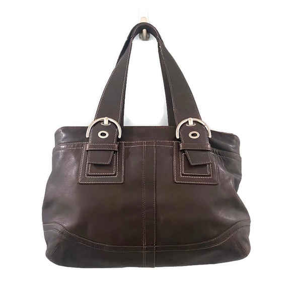Coach Brown Large Leather Satchel Shoulder Bag - Picture 2 of 9